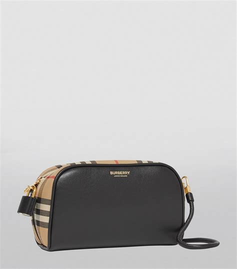 burberry leather and vintage check half cube crossbody bag|check note crossbody leather.